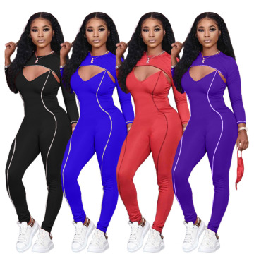 Womens Sexy Bodycon Long Sleeve Jumpsuit 2 Piece Jumpsuits for Women